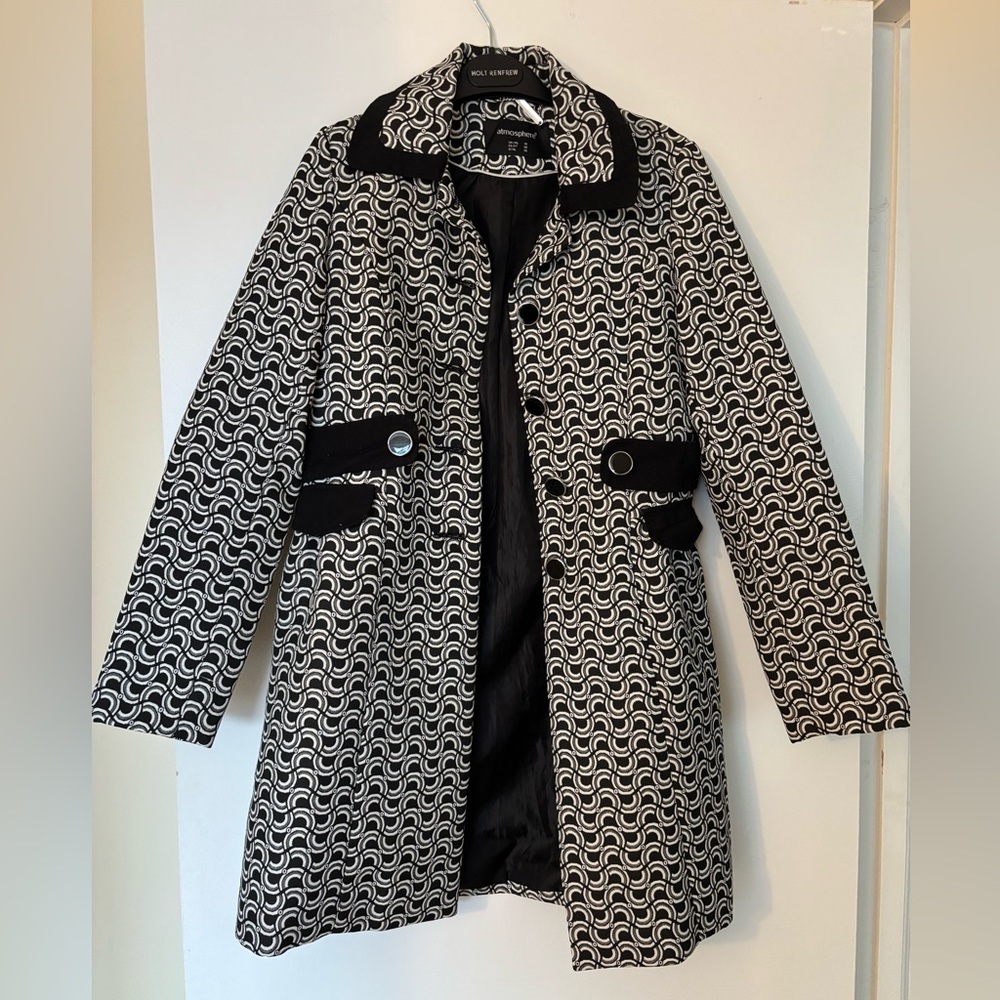 Light Black and White Patterned Women's Coat
